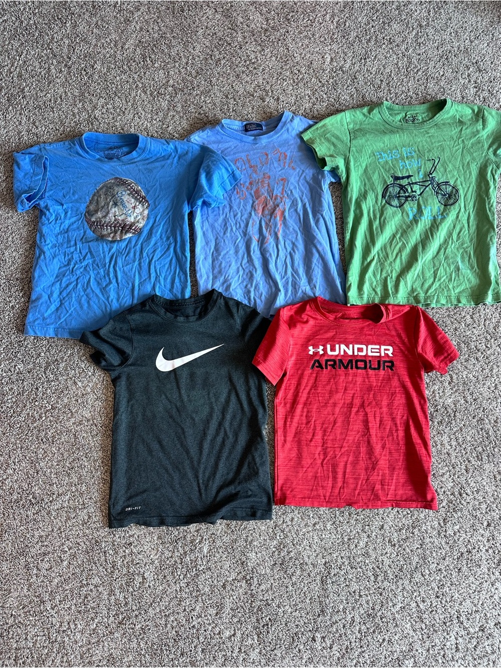 Boys Graphic Tee Lot 5 Shirts Nike Ralph Lauren Mini Boden Wes Willy Under Armou